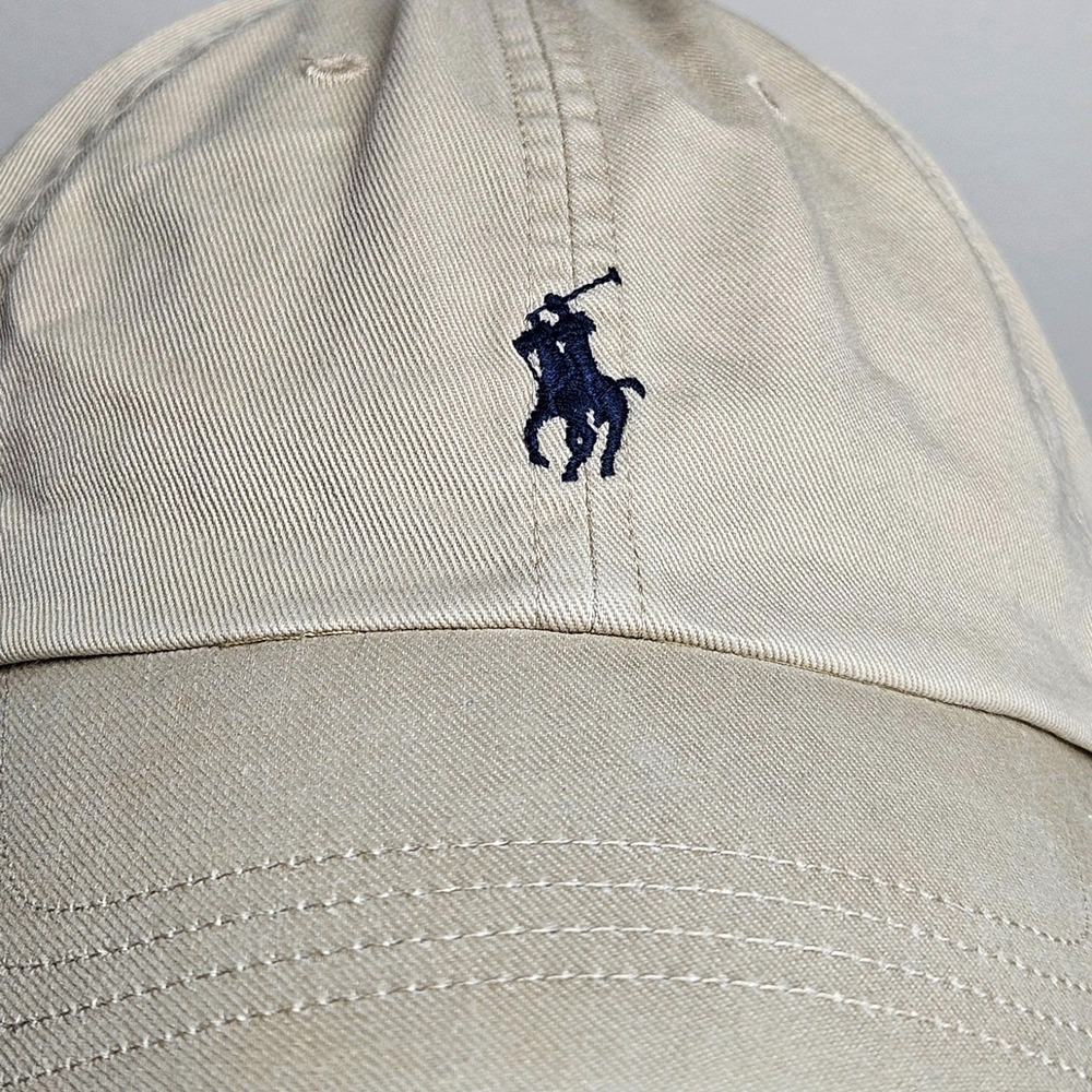 Polo Ralph Lauren Polo Pony Cap Dad Hat Khaki Strap Back - Picture 6 of 10